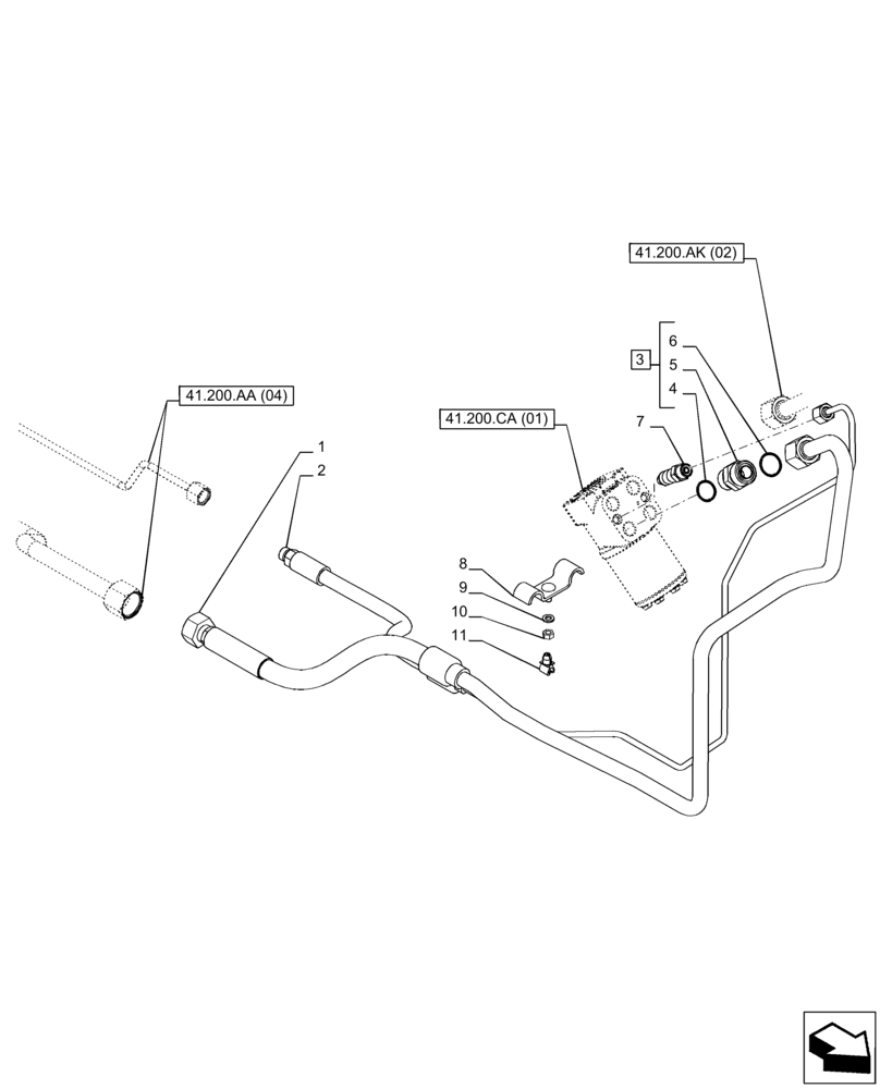 Схема запчастей Case IH PUMA 150 CVT - (41.200.AA[03]) - VAR - 391231, 758270 - STEERING VALVE, LINE, CVT (41) - STEERING