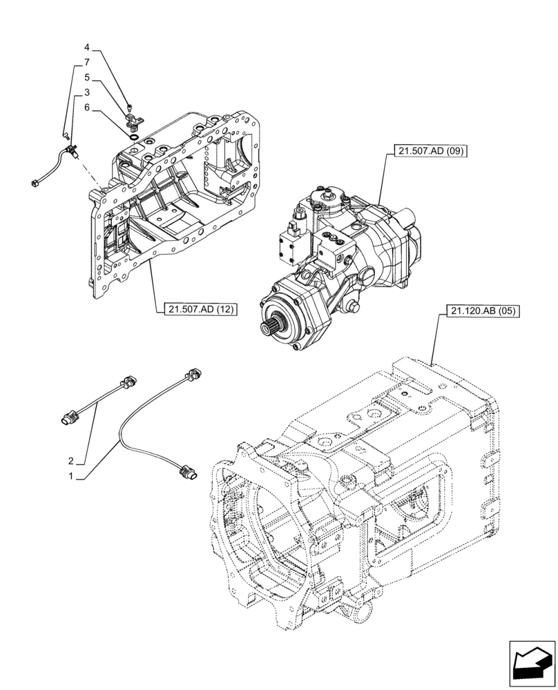 Схема запчастей Case IH PUMA 185 CVT - (55.019.AL) - VAR - 337427, 337433, 391138, 758022 - TRANSMISSION, SENSOR, HARNESS (55) - ELECTRICAL SYSTEMS