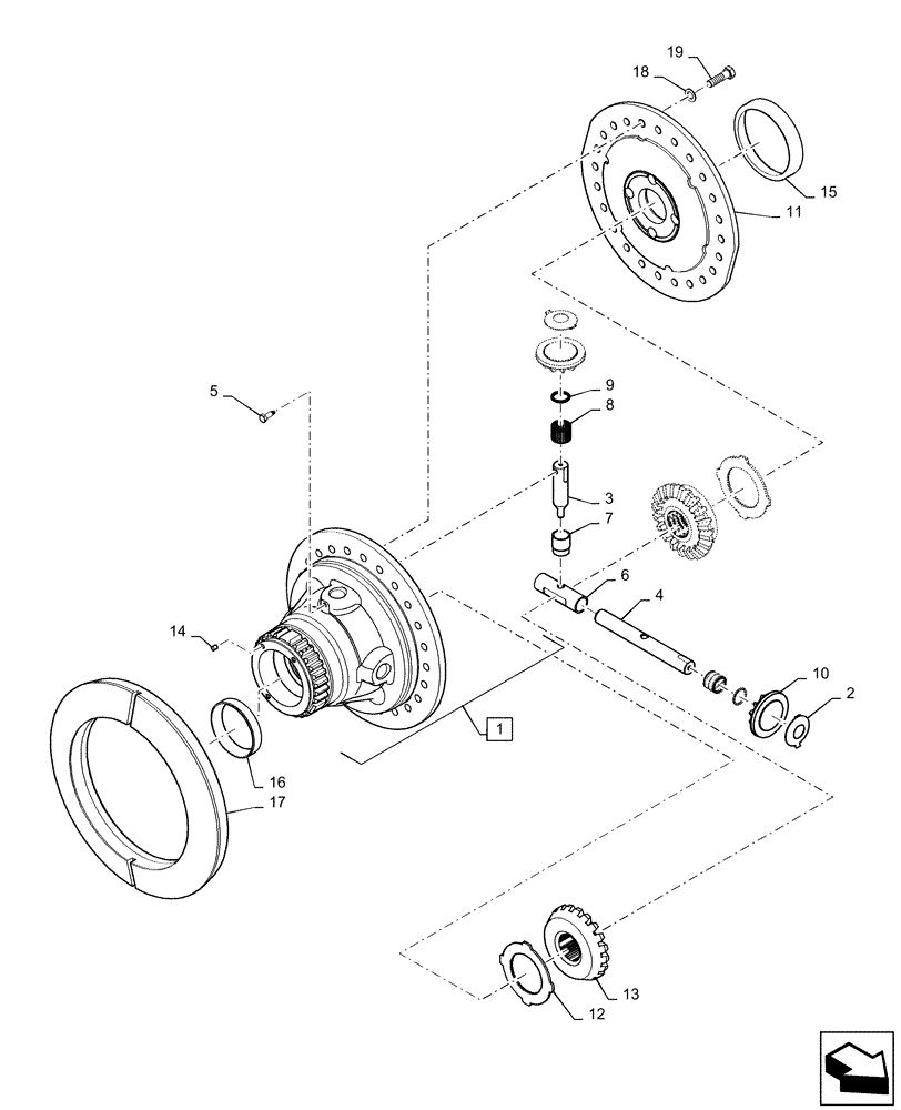 Схема запчастей Case IH STEIGER 370 - (27.106.AC[04]) - VAR - 424823 - REAR AXLE DIFFERENTIAL, W/O DIFFERENTIAL LOCK (27) - REAR AXLE SYSTEM