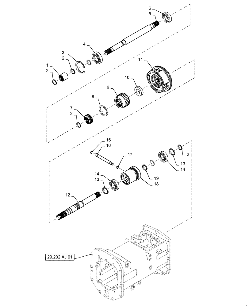 Схема запчастей Case IH FARMALL 35C - (31.110.AO[03]) - PTO SHAFT, HST, FARMALL 30C, 35C (31) - IMPLEMENT POWER TAKE OFF