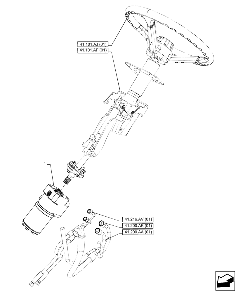 Схема запчастей Case IH PUMA 220 CVT - (41.200.CA[01]) - VAR - 337435, 337467, 391231, 758270 - STEERING CONTROL VALVE (41) - STEERING