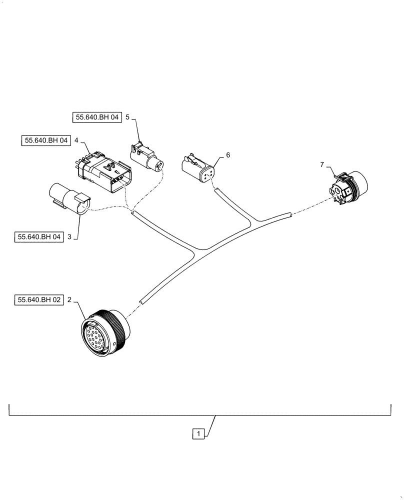 Схема запчастей Case IH STEIGER 420 - (55.640.BH[03]) - ISO 11783 CHASSIS HARNESS (55) - ELECTRICAL SYSTEMS