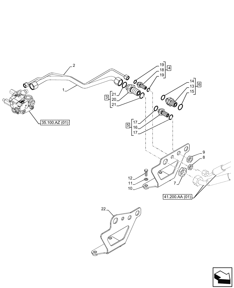 Схема запчастей Case IH PUMA 220 - (41.200.AA[02]) - VAR - 391231, 758270, 758271, 758272, 758273 - STEERING VALVE, LINE, POWERSHIFT (41) - STEERING