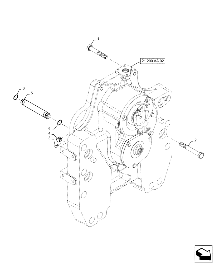 Схема запчастей Case IH MAGNUM 200 - (21.200.AA[01]) - VAR- 420104, 420105, 429326, 729571 - JUMPER TUBE AND MOUNTING BOLTS, DROP BOX (21) - TRANSMISSION