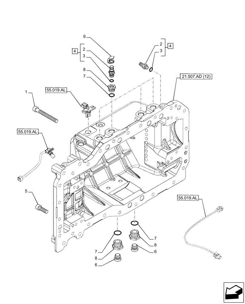 Схема запчастей Case IH PUMA 220 CVT - (21.507.AD[11]) - VAR - 337427, 337433, 391138, 758022 - TRANSMISSION, HYDROSTATIC PUMP, PLUG (21) - TRANSMISSION