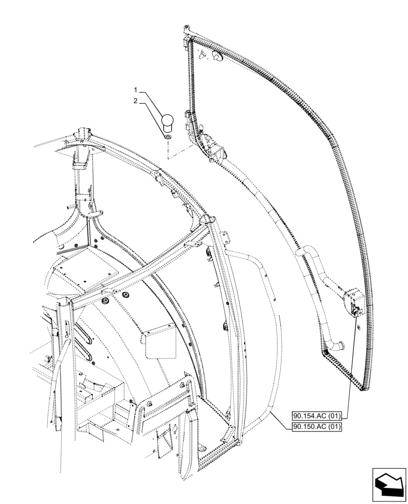 Схема запчастей Case IH PUMA 165 - (90.154.AC[05]) - VAR - 391176, 391177, 758130, 758131, 758132, 758133, 758255, 758256, 758257, 758258, 758259, 758260, 758261, 758262, 758263, 758264, 758265 - CAB DOOR, HANDLE, GRAB RAIL (90) - PLATFORM, CAB, BODYWORK 