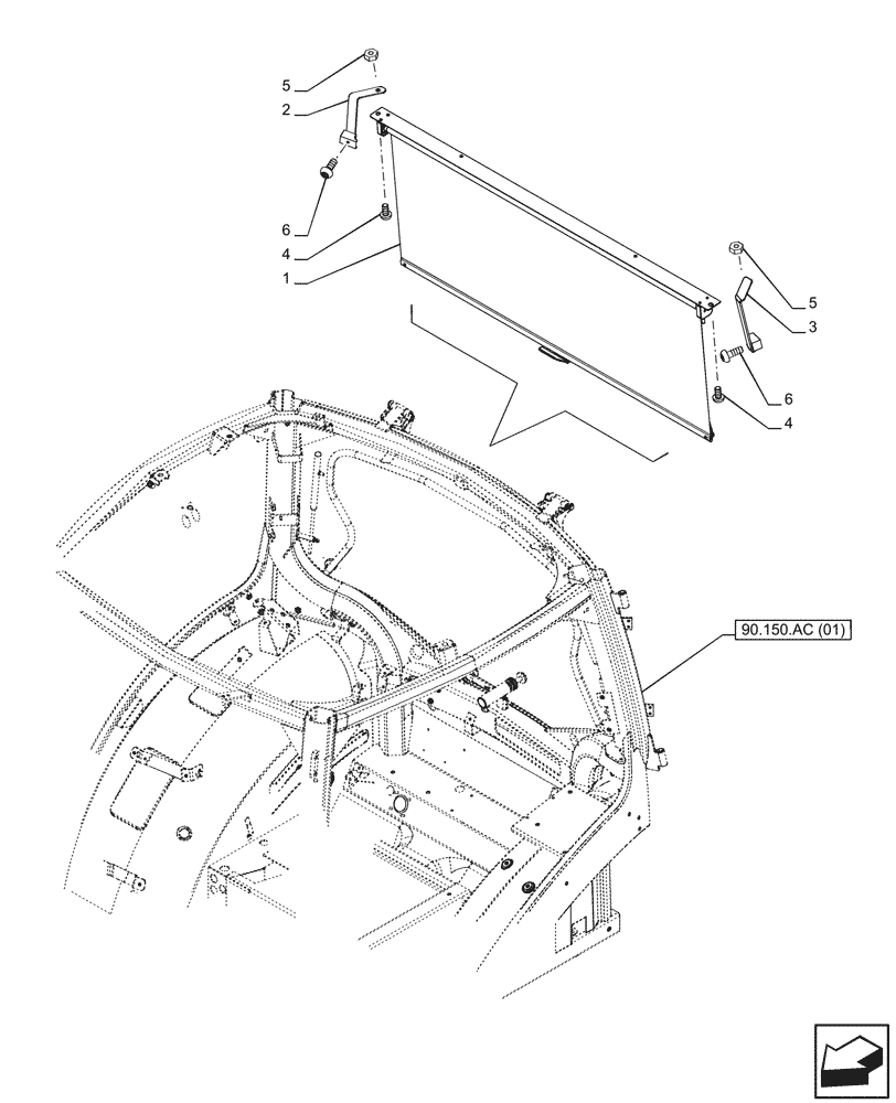 Схема запчастей Case IH PUMA 200 CVT - (90.151.AE[01]) - VAR - 758132, 758133, 758259, 758263, 758265 - SUN VISOR (90) - PLATFORM, CAB, BODYWORK AND DECALS