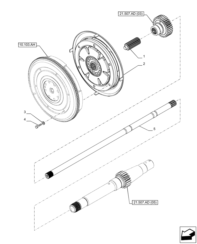 Схема запчастей Case IH PUMA 185 CVT - (21.507.AD[01]) - VAR - 337426, 337427, 337428, 337429, 337430, 337431, 337432, 337433, 391138, 758022 - TRANSMISSION, DAMPER, INPUT SHAFT, CVT (21) - TRANSMISSION