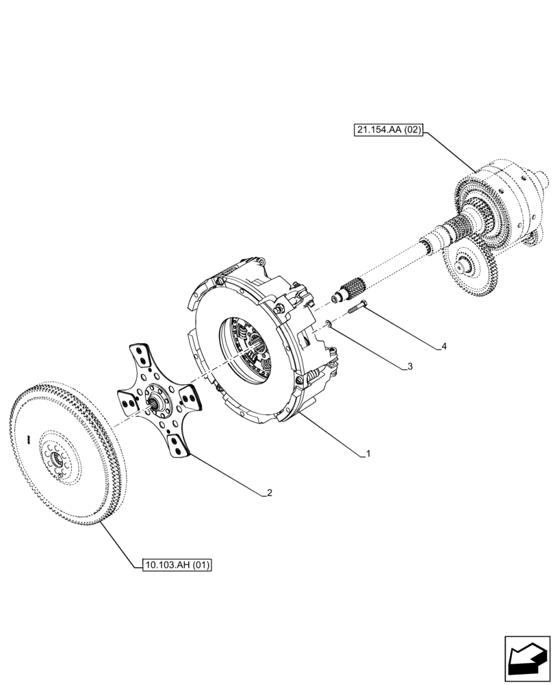 Схема запчастей Case IH FARMALL 115C - (18.110.AB[02]) - VAR - 390067, 7435467, 744576 - FLYWHEEL, DAMPER (8X8) (12X12) (12X12 CREEPER) (18) - CLUTCH