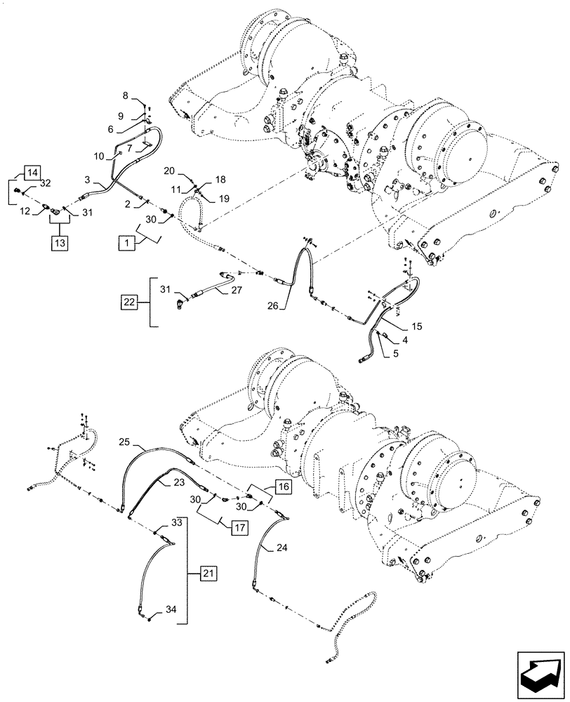 Схема запчастей Case IH QUADTRAC 470 - (48.134.AJ[01]) - TRACK ASSY TENSIONER LINES (48) - TRACKS & TRACK SUSPENSION