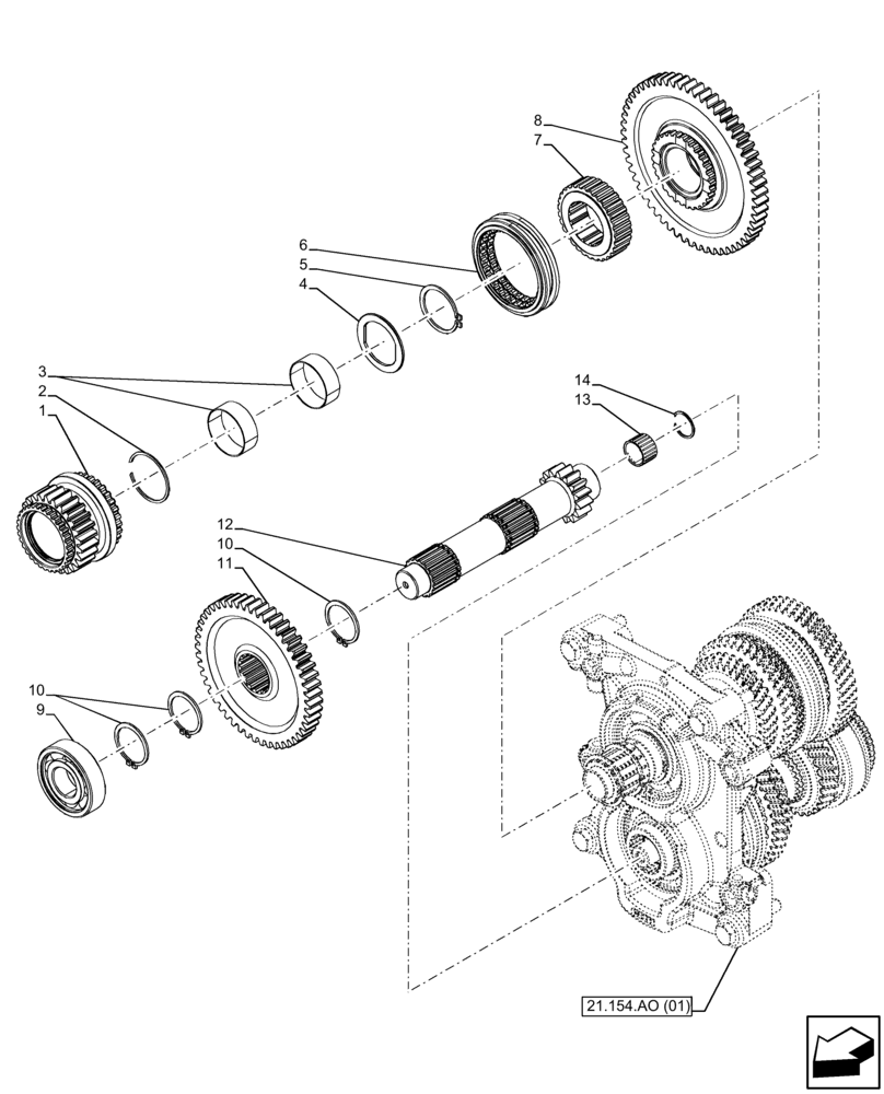 Схема запчастей Case IH FARMALL 85C - (21.154.AO[05]) - VAR - 744576 - TRANSMISSION, REDUCTION, UNIT, CONTROL (12X12 CREEPER) (21) - TRANSMISSION