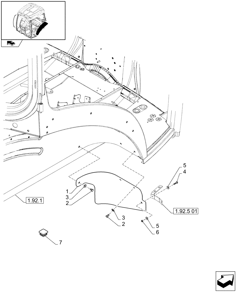 Схема запчастей Case IH PUMA 225 - (1.92.5[03]) - REAR FENDERS - MUDGUARD, RH (10) - OPERATORS PLATFORM/CAB