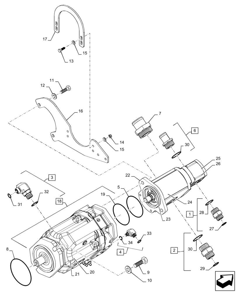 Схема запчастей Case IH QUADTRAC 470 - (35.106.AD[01]) - STANDARD HYDRAULIC PUMP, QUADTRAC 450, 470, 500 HD, 540 HD (35) - HYDRAULIC SYSTEMS