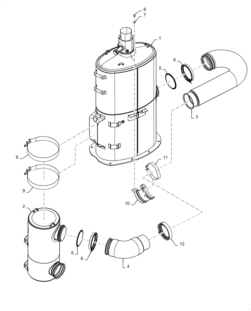 Схема запчастей Case IH STEIGER 540 - (10.500.AO[02]) - MUFFLER, STEIGER 540, 580, 620 (10) - ENGINE