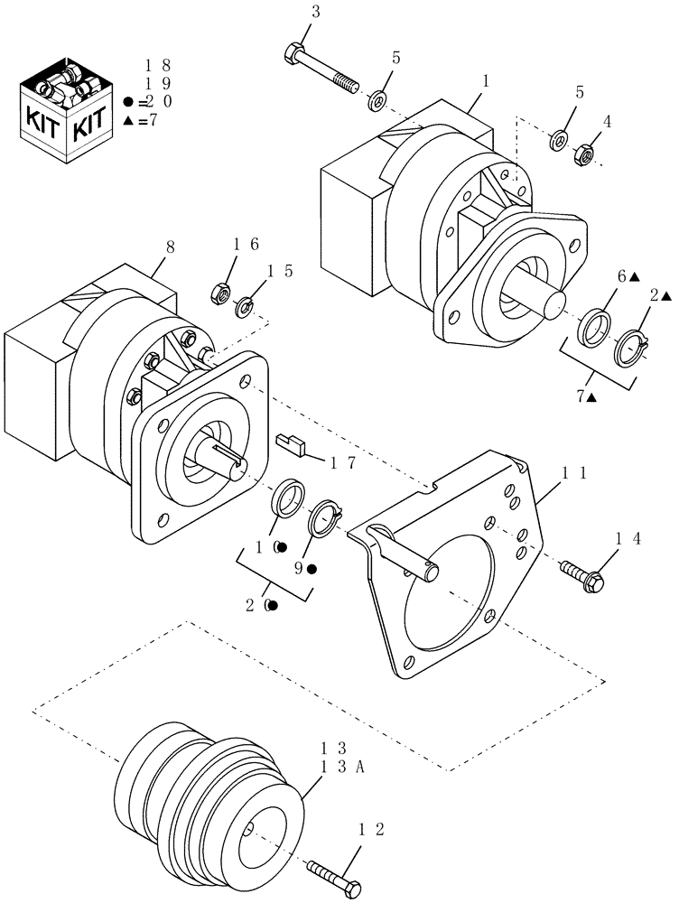 Схема запчастей Case IH SCX100 - (07.01) - GEAR PUMPS, SAUER-SUNSTRAND, 540 & 1000 RPM (07) - HYDRAULICS