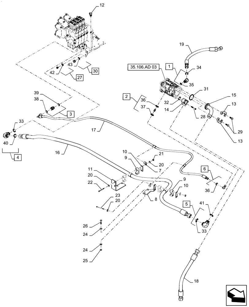 Схема запчастей Case IH STEIGER 540 - (35.322.AY[07]) - MEGA FLOW HYDRAULIC SYSTEM LINES (35) - HYDRAULIC SYSTEMS