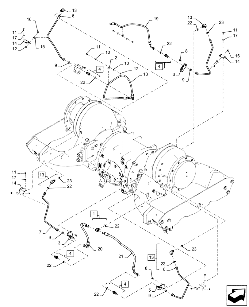 Схема запчастей Case IH QUADTRAC 470 - (35.733.AC[07]) - AXLE INTERNAL LUBRICATION LINE (35) - HYDRAULIC SYSTEMS