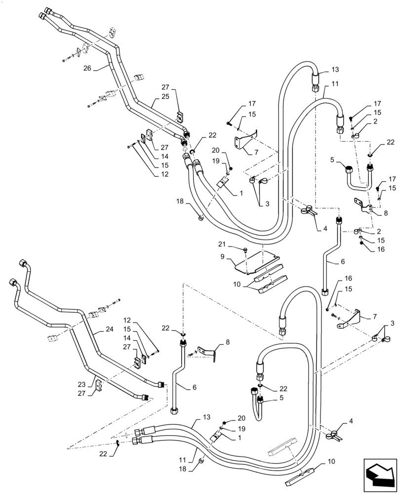 Схема запчастей Case IH QUADTRAC 500 - (35.300.BC[01]) - OIL COOLER LINES, BSN ZEF303632 (35) - HYDRAULIC SYSTEMS