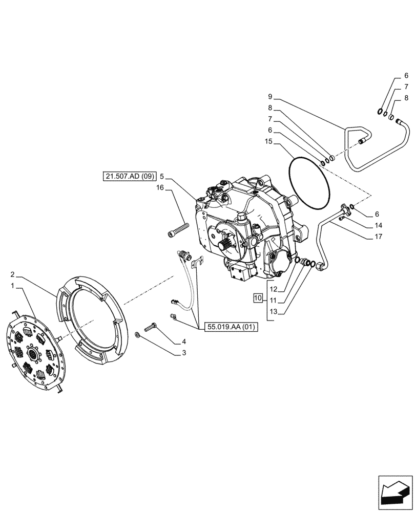 Схема запчастей Case IH PUMA 165 CVT - (21.507.AD[01]) - VAR - 391138, 758022 - TRANSMISSION, HYDROSTATIC PUMP, CVT (21) - TRANSMISSION