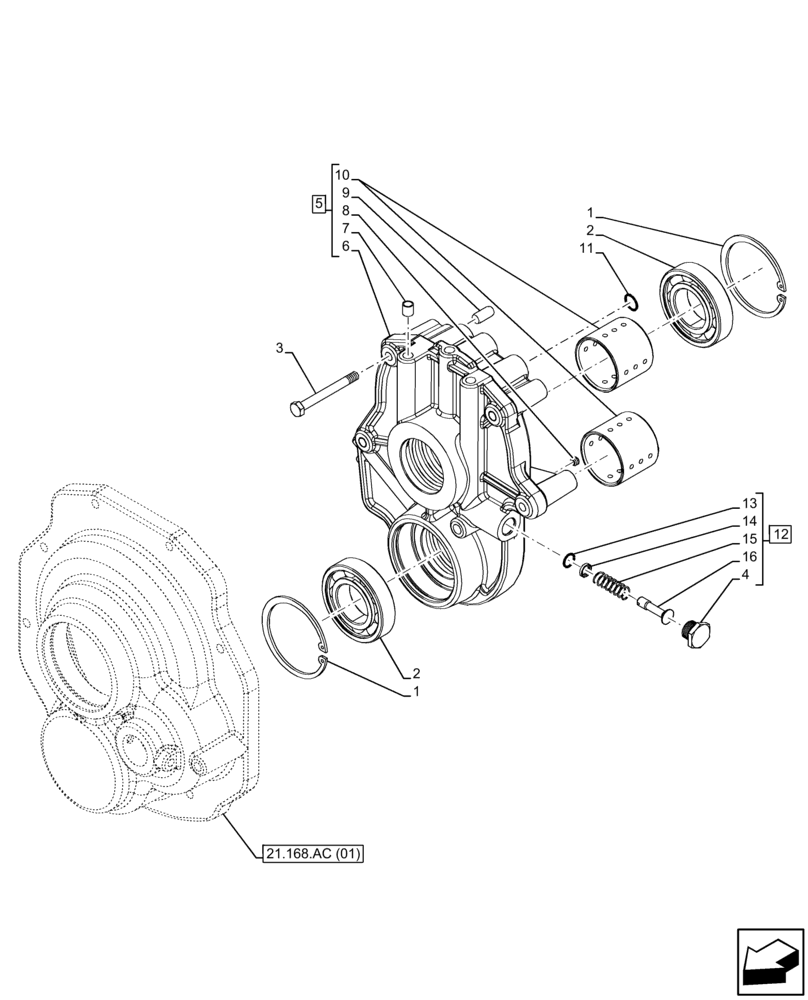 Схема запчастей Case IH FARMALL 105C - (21.168.AC[02]) - VAR - 334177, 390275 - CLUTCH (24X24) (HI-LO) (21) - TRANSMISSION