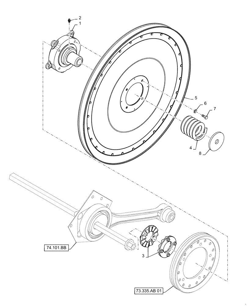 Схема запчастей Case IH 7130 - (74.101.AL) - PULLEY DRIVE, SHAKER (74) - CLEANING