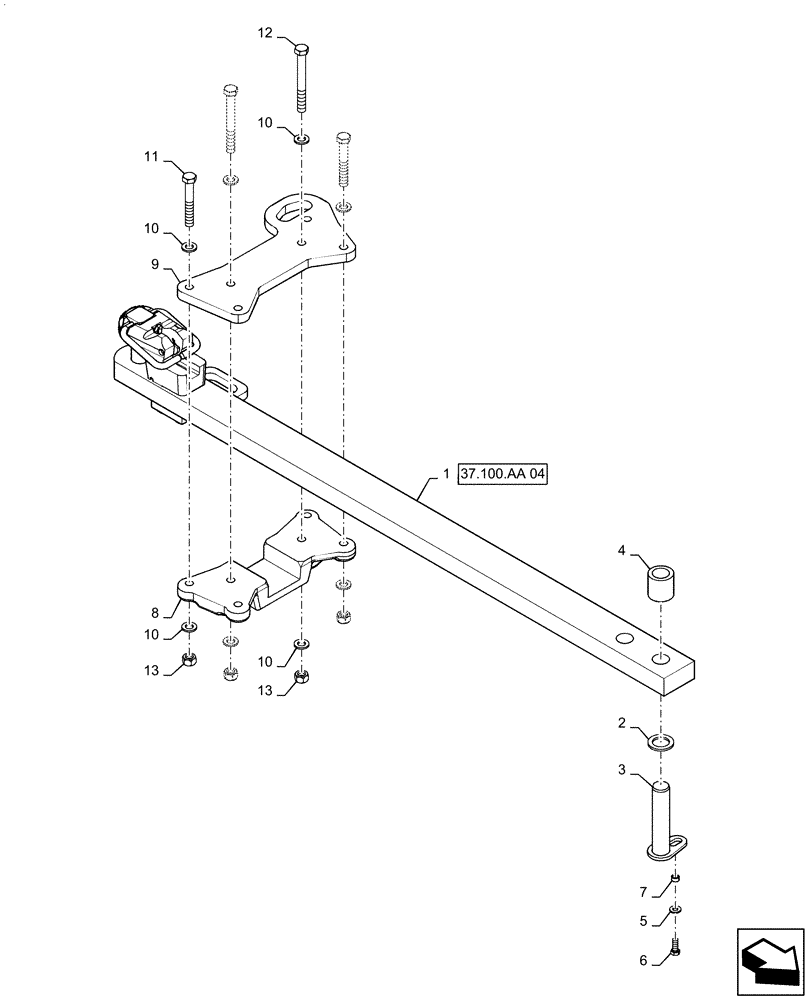 Схема запчастей Case IH QUADTRAC 470 - (37.100.AA[02]) - HIGH CAPACITY DRAWBAR, CAST HANGER (37) - HITCHES, DRAWBARS & IMPLEMENT COUPLINGS