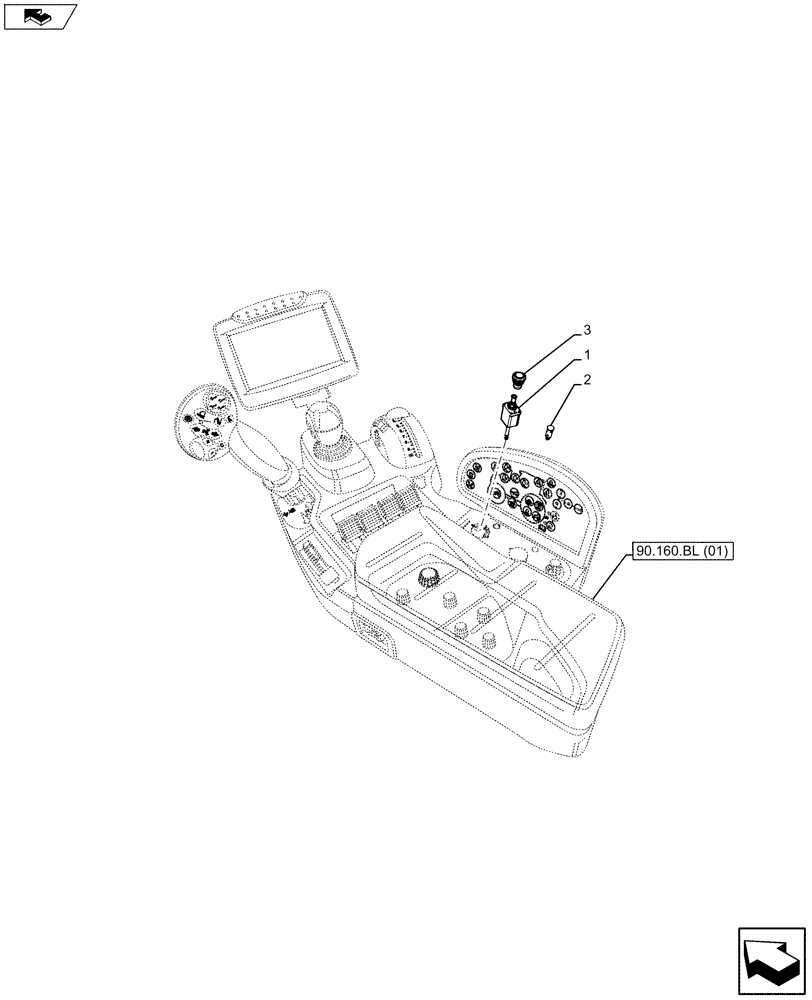 Схема запчастей Case IH MAXXUM 110 - (55.512.CS[09]) - VAR - 333648, 334648, 335648, 743700 - ARMREST, CONTROL, PTO, SWITCH (55) - ELECTRICAL SYSTEMS