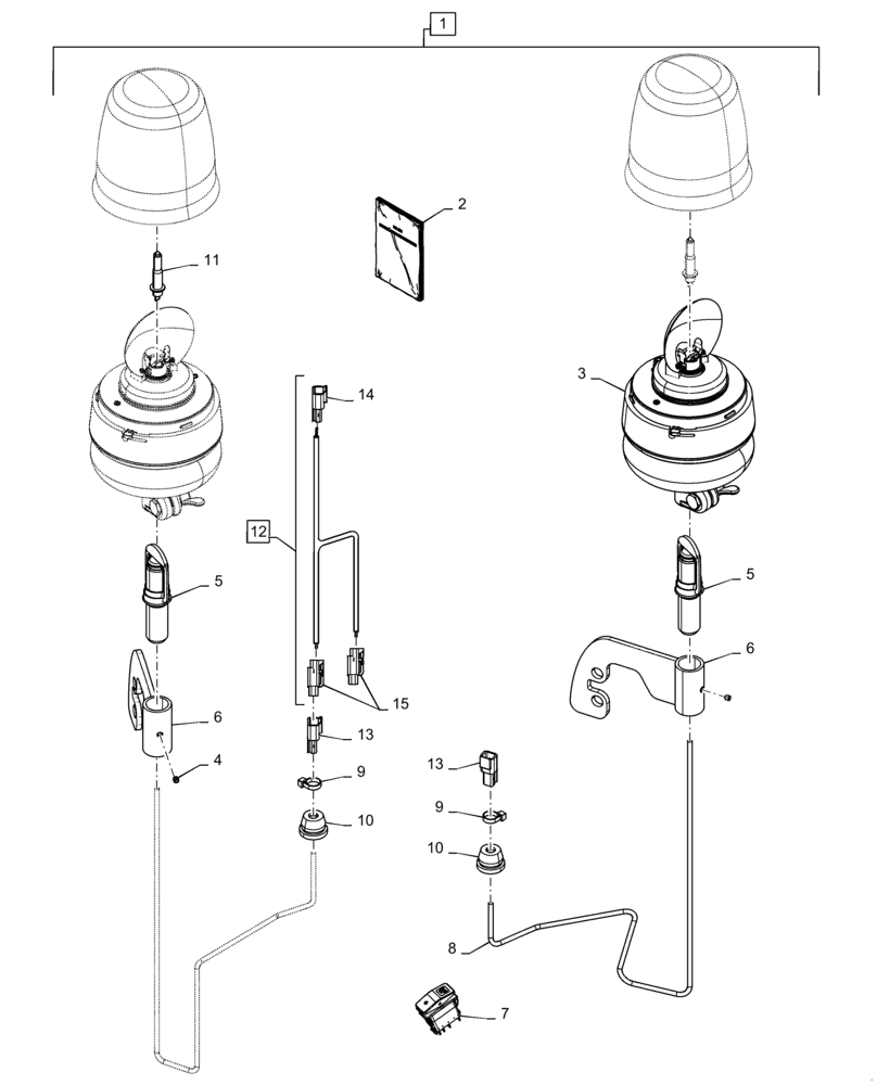 Схема запчастей Case IH MAGNUM 3154 - (88.100.55[04]) - DIA KIT, DUAL BEACON LIGHTS (88) - ACCESSORIES