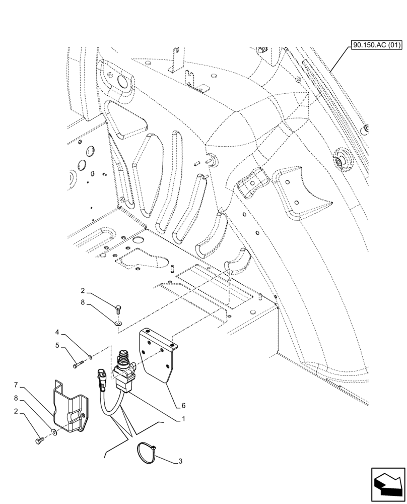 Схема запчастей Case IH FARMALL 85C - (55.048.AA) - VAR - 390067, 743546, 744576 - REAR PTO, LIMIT SWITCH, W/O CAB, SHUTTLE (55) - ELECTRICAL SYSTEMS