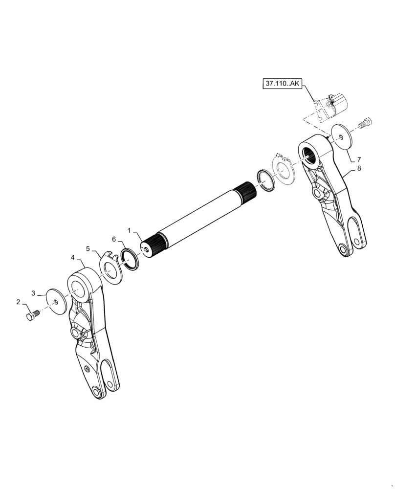 Схема запчастей Case IH MAGNUM 240 - (37.110.AQ[01]) - ROCKSHAFT ASSY (37) - HITCHES, DRAWBARS & IMPLEMENT COUPLINGS