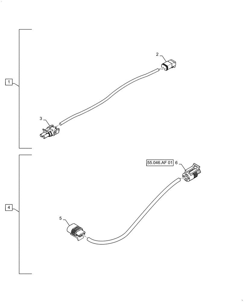 Схема запчастей Case IH QUADTRAC 470 - (55.046.AF[02]) - DIFFERENTIAL LOCK HARNESS (55) - ELECTRICAL SYSTEMS