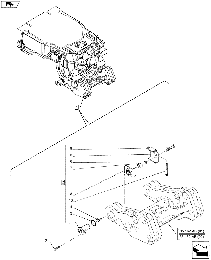 Схема запчастей Case IH MAXXUM 120 - (55.160.AP[01]) - VAR - 334648, 335831, 337831, 743699, 743700 - HYDRAULIC LIFT, SENSOR, ANGLE (55) - ELECTRICAL SYSTEMS