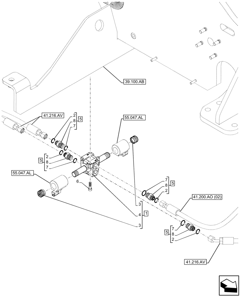 Схема запчастей Case IH FARMLIFT 742 - (41.200.CJ) - STEERING VALVE (41) - STEERING