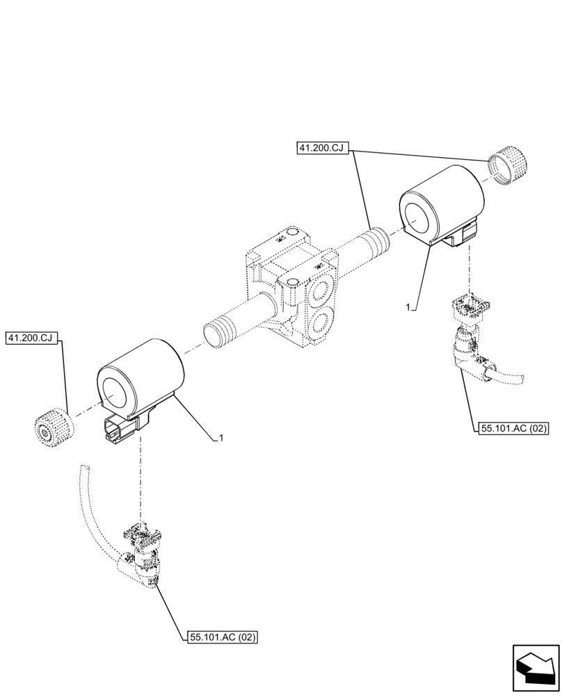 Схема запчастей Case IH FARMLIFT 735 - (55.047.AL) - STEERING VALVE, SOLENOID (55) - ELECTRICAL SYSTEMS