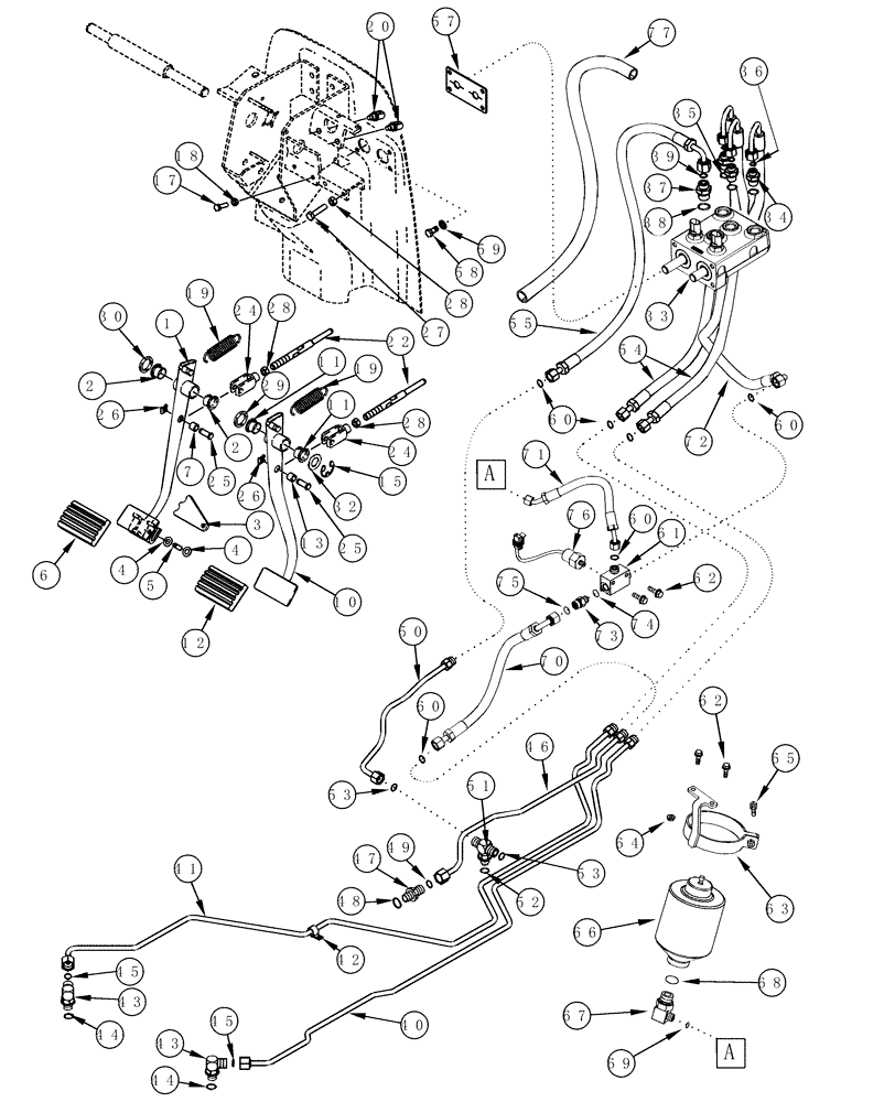 Схема запчастей Case IH MX180 - (07-02) - PEDAL BRAKE, EUROPE ONLY (07) - BRAKES