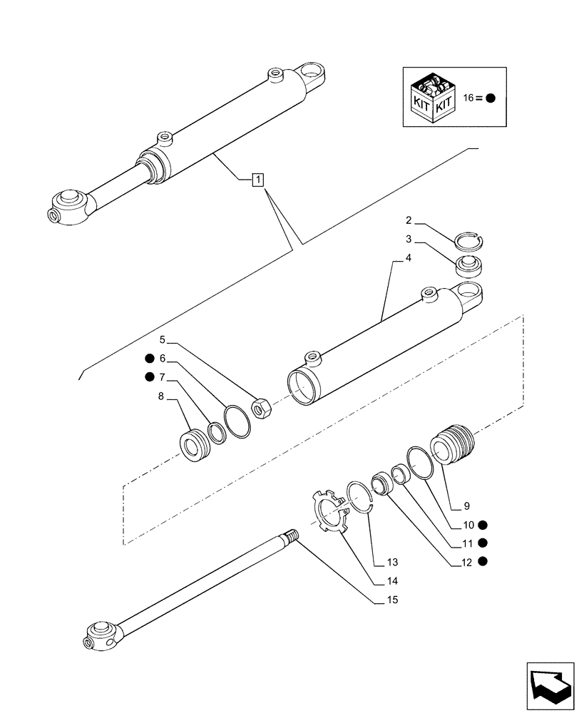 Схема запчастей Case IH PUMA 200 CVT - (41.216.AN[07]) - VAR. 391157, 758048, 758049 - FRONT AXLE, STEERING CYLINDER, COMPONENTS (41) - STEERING