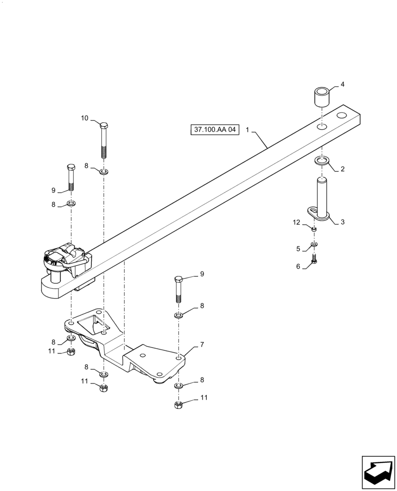 Схема запчастей Case IH QUADTRAC 620 - (37.100.AA[03]) - HIGH CAPACITY DRAWBAR, CAST HANGER, 550, 580, 600, 620 (37) - HITCHES, DRAWBARS & IMPLEMENT COUPLINGS