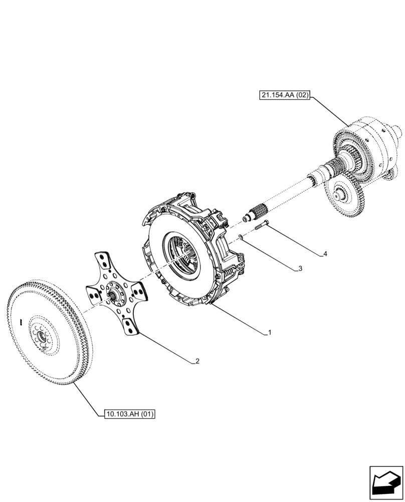 Схема запчастей Case IH FARMALL 85C - (18.110.AB[01]) - VAR - 390067, 7435467, 744576 - FLYWHEEL, DAMPER (8X8) (12X12) (12X12 CREEPER) (18) - CLUTCH