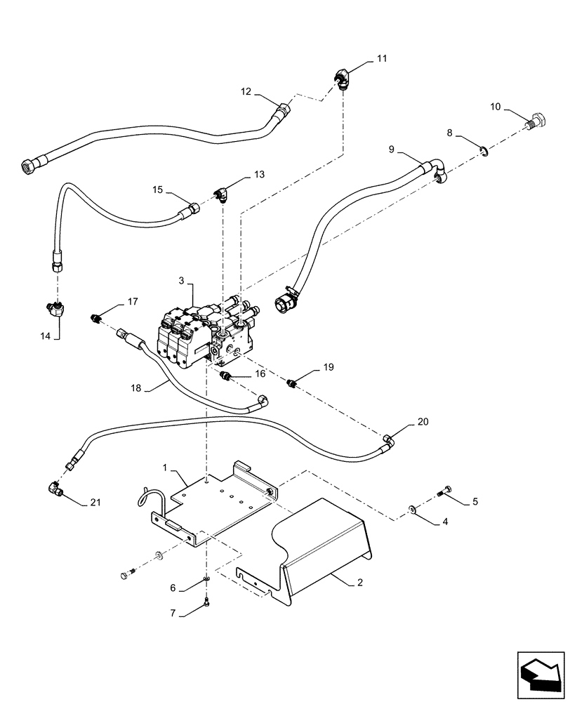 Схема запчастей Case IH MAGNUM 220 - (35.204.BS[01]) - MID MOUNT VALVE, 3 CONTROL VALVES, MOUNTING, POWERSHIFT (35) - HYDRAULIC SYSTEMS