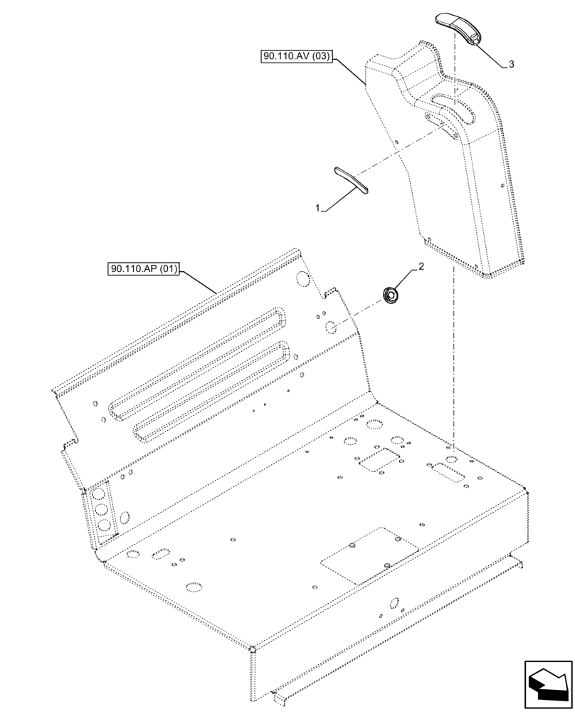 Схема запчастей Case IH FARMALL 105C - (90.110.AV[05]) - VAR - 330276, 390067, 743546 - LEFT SIDE, PANEL, PLUGS (8X8) (12X12), W/O CAB (90) - PLATFORM, CAB, BODYWORK AND DECALS