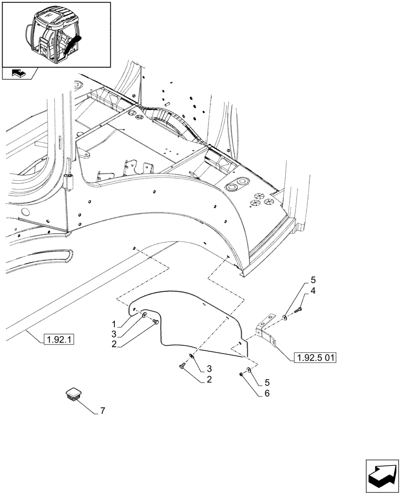 Схема запчастей Case IH MAXXUM 110 - (1.92.5[03]) - REAR FENDERS - MUDGUARD, RH (10) - OPERATORS PLATFORM/CAB