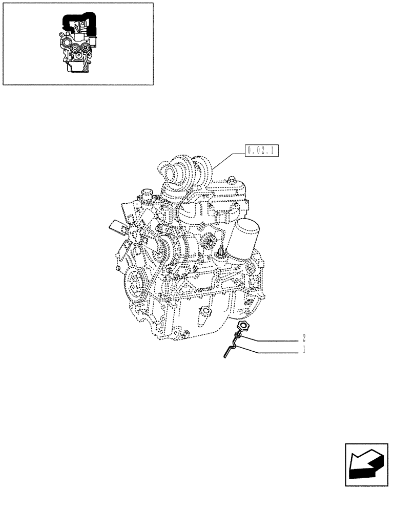 Схема запчастей Case IH JX95 - (0.27.0/02) - VAR - 747, 391102 - TTF ENGINE TIER 2 - OIL LEVEL INDICATOR & FILL CAP (01) - ENGINE