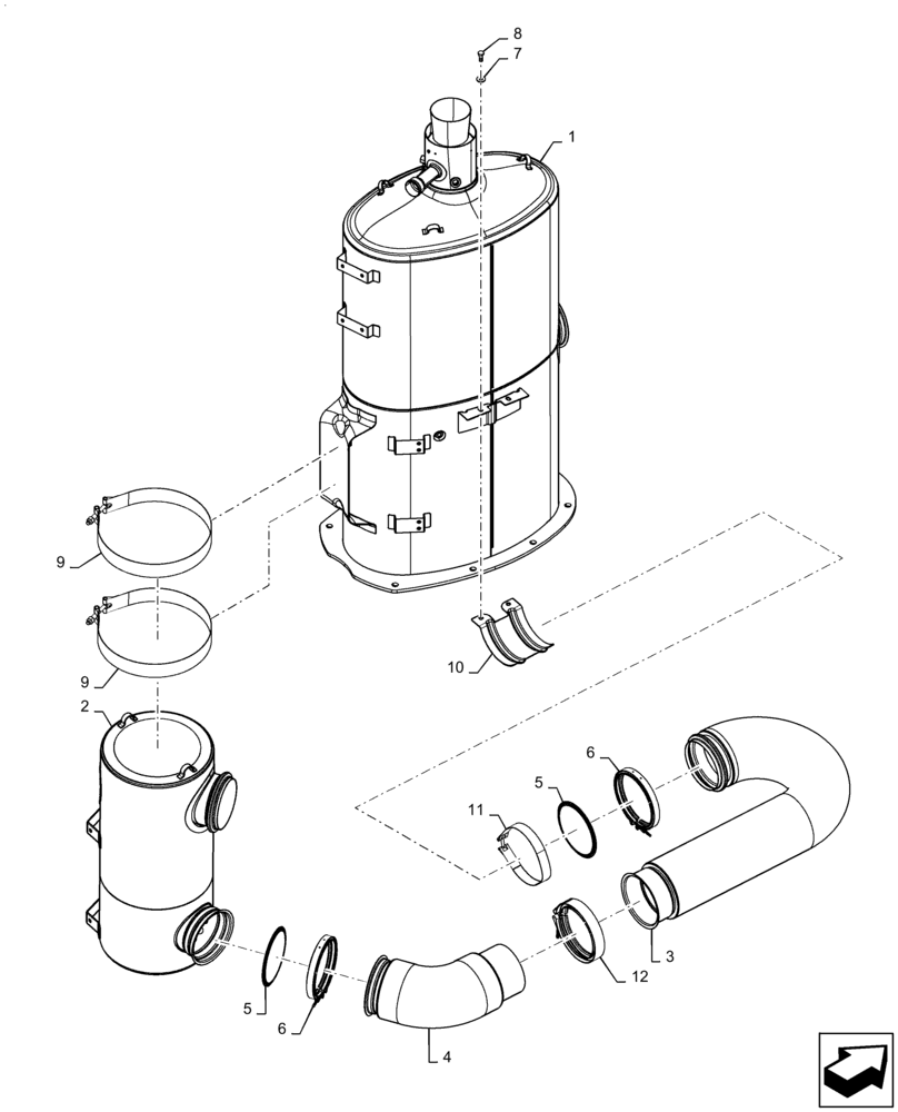 Схема запчастей Case IH QUADTRAC 470 - (10.500.AO[02]) - MUFFLER, 470 (10) - ENGINE