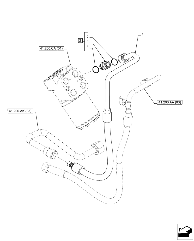 Схема запчастей Case IH PUMA 200 CVT - (41.200.AK[02]) - VAR - 391231, 758270 - STEERING, RETURN LINE, CVT (41) - STEERING