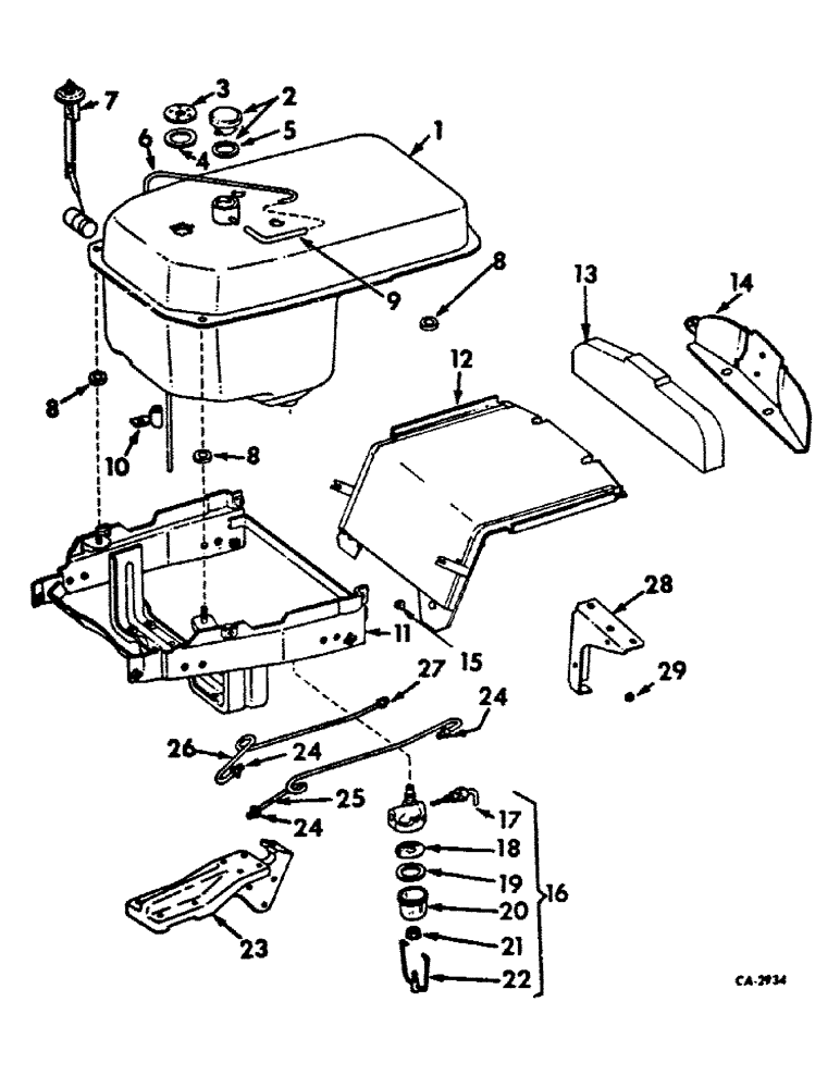 Схема запчастей Case IH 2656 - (E-08) - FUEL SYSTEM, FUEL TANK, SUPPORTS AND PIPING, INTERNATIONAL GASOLINE ENGINE TRACTORS (02) - FUEL SYSTEM