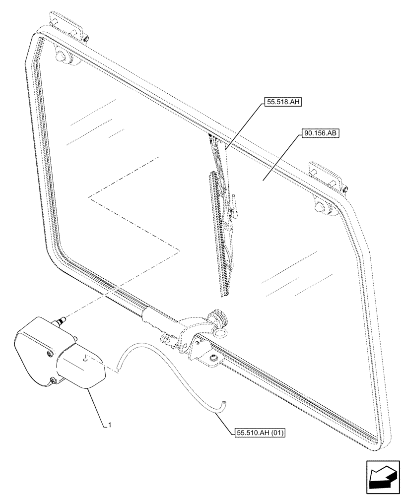 Схема запчастей Case IH FARMLIFT 935 - (55.518.AI) - WINDOW, REAR, WIPER MOTOR (55) - ELECTRICAL SYSTEMS