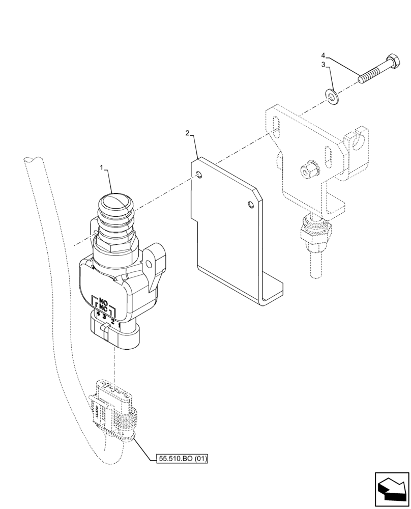 Схема запчастей Case IH FARMALL 85C - (55.618.AI) - VAR - 390067, 743546, 744576 - ACTUATOR, LIMIT SWITCH, CAB (55) - ELECTRICAL SYSTEMS