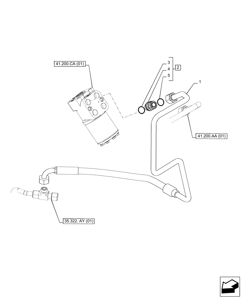 Схема запчастей Case IH PUMA 185 - (41.200.AK[01]) - VAR - 337435, 337467, 391231, 758270 - STEERING, RETURN LINE, POWERSHIFT (41) - STEERING