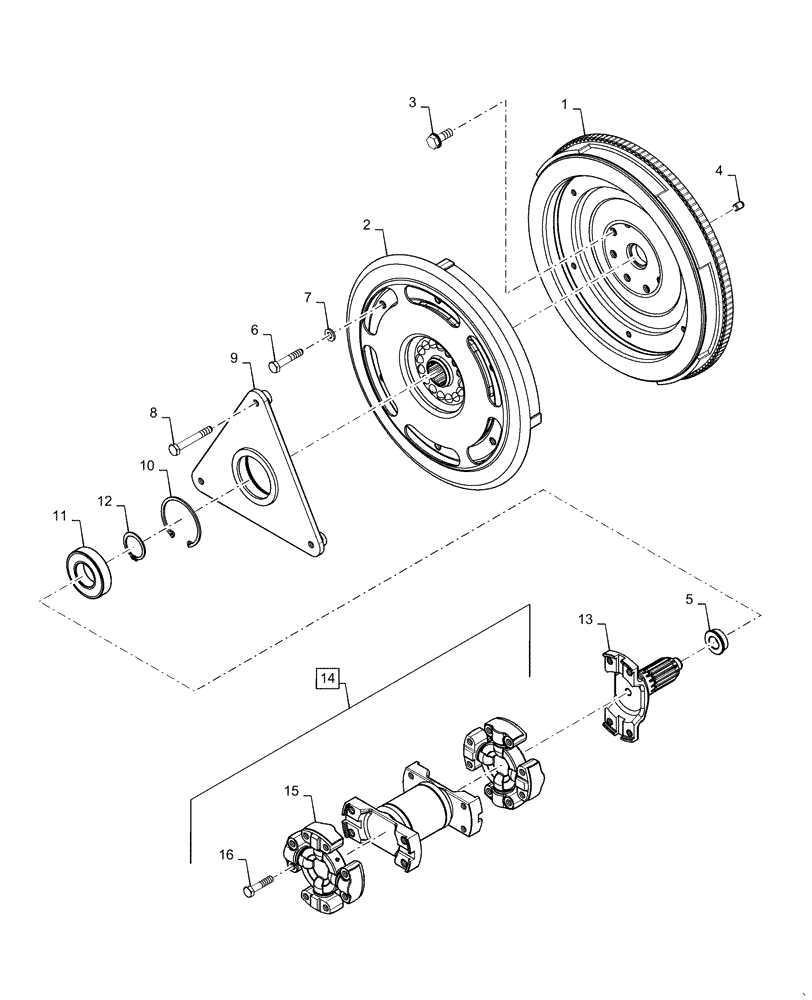 Схема запчастей Case IH MAGNUM 220 - (19.100.AA) - DAMPER AND DRIVE SHAFT, 6C (19) - POWER COUPLING