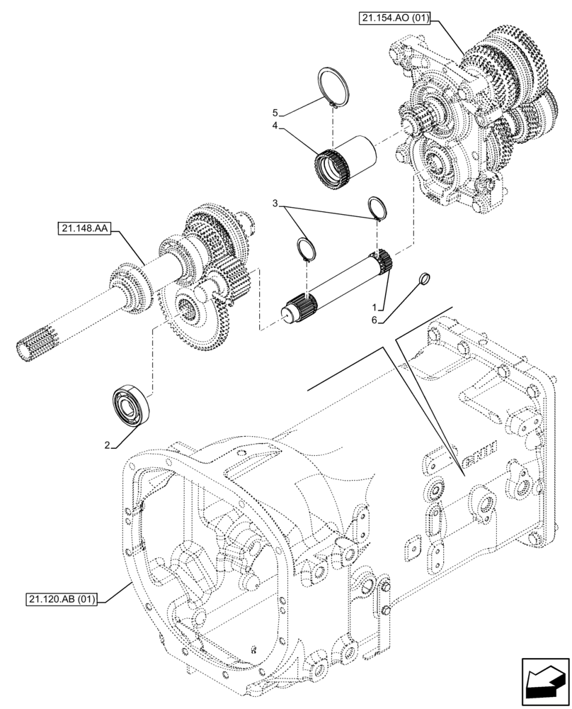 Схема запчастей Case IH FARMALL 85C - (21.154.AO[03]) - VAR - 390067, 743546 - TRANSMISSION, REDUCTION, UNIT, CONTROL (8X8) (12X12) (21) - TRANSMISSION